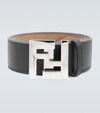 Fendi Mens Black Silver Ff Leather Belt 40