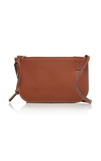 Loewe 'gate' Double Zip Leather Pouch In Brown