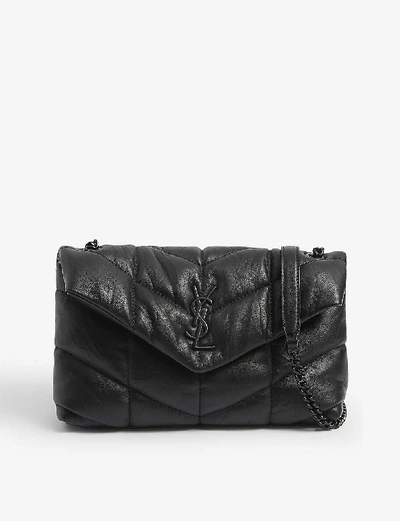 Saint Laurent Loulou Toy Monogram Leather Shoulder Bag In Black/black