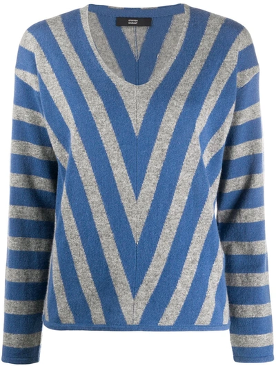 Steffen Schraut Diagonal Striped Cashmere Jumper In Grey