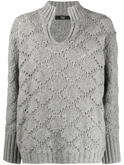 Steffen Schraut Knitted Fleece Jumper In Grey