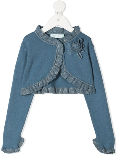 Abel & Lula Kids' Cropped Cotton-cashmere Mix Cardigan In Blue