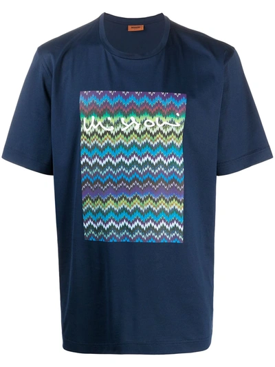 Missoni Chevron-print T-shirt In Blue