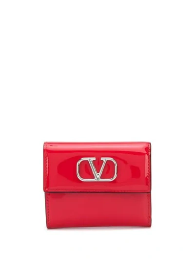 Valentino Garavani Vsling Logo Wallet In Red