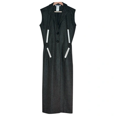 Pre-owned Jil Sander Wool Maxi Dress In Grey