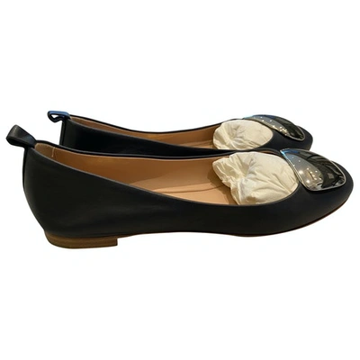 Pre-owned Rupert Sanderson Leather Flats In Navy