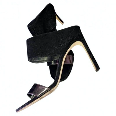 Pre-owned Stuart Weitzman Pony-style Calfskin Mules In Black