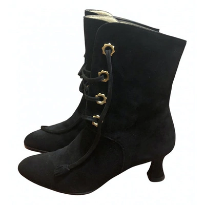 Pre-owned Charles Jourdan Lace Up Boots In Black