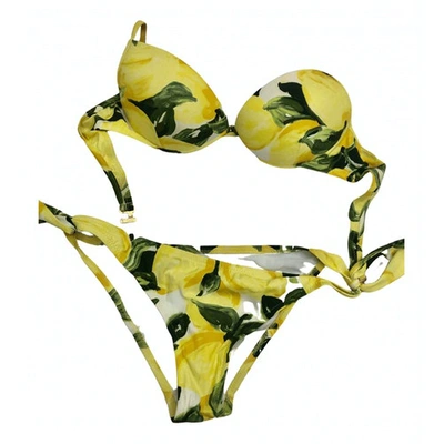 Pre-owned Moschino Two-piece Swimsuit In Yellow