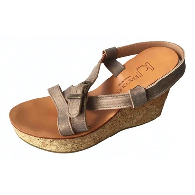 Pre-owned Kjacques Leather Sandals In Gold