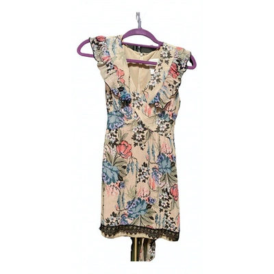 Pre-owned Anna Sui Silk Mini Dress In Beige
