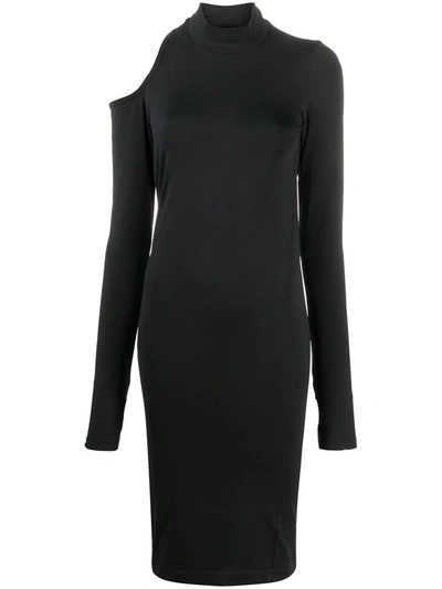 Helmut Lang Cut Out Dress Dress In Black Nylon