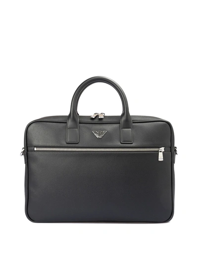 Emporio Armani Briefcase In Synthetic Leather In Black