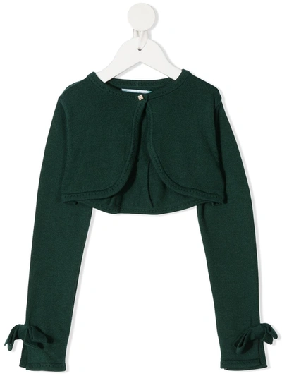 Abel & Lula Kids' Cropped Cardigan In Green