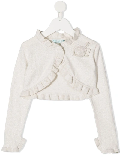 Abel & Lula Kids' Ruffled Cardigan In Neutrals