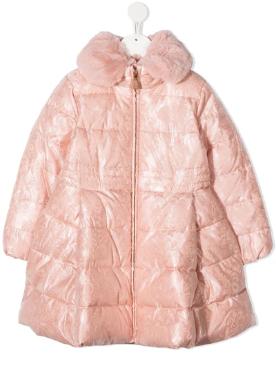 Abel & Lula Kids' Faux-fur Collar Padded Coat In Pink