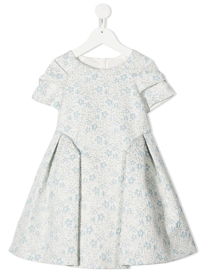 Abel & Lula Kids' Pleated Floral Print Dress In Blue