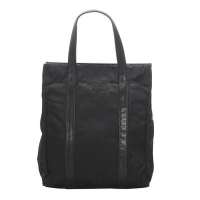 Pre-owned Prada Black Leather, Nylon Tessuto Totes