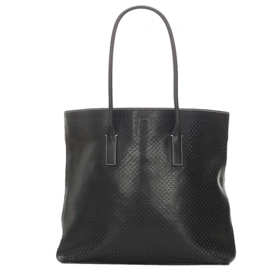 Pre-owned Prada Black Perforated Leather Tote Bag