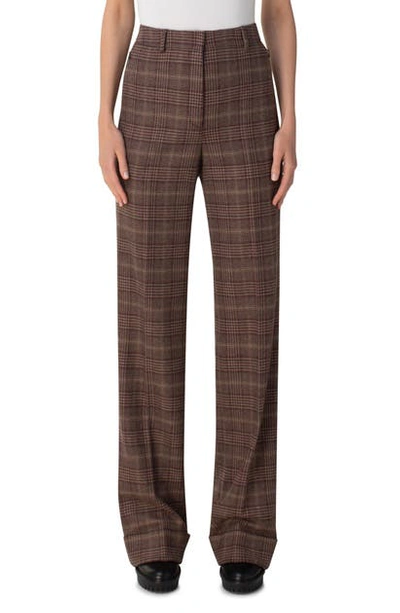 Akris Women's Flore High-waisted Cashmere Check Pants In Camel Plum