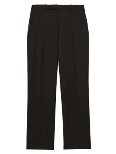 Theory Treeca Flannel Wool Cropped Pants In Dark Thyme