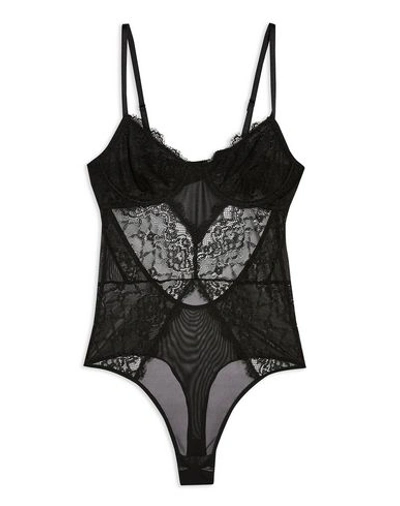 Topshop Lace Underwired Bodysuit In Black