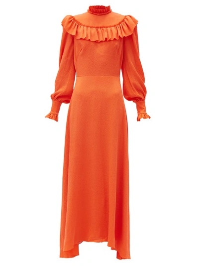 The Vampire's Wife The Firefly Ruffled Silk-blend Dress In Orange