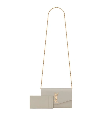 Saint Laurent Uptown Chain Wallet In Crema Soft