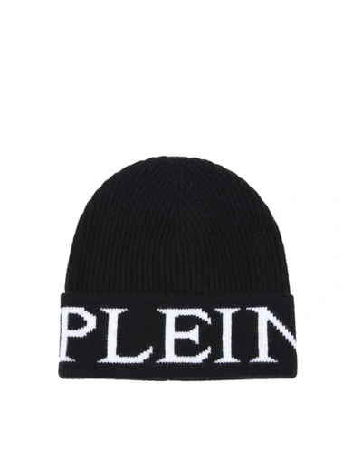 Philipp Plein Wool Hat With Logo In Black