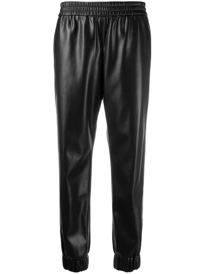 Alice And Olivia Pete Low-rise Faux-leather Trousers In Black