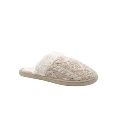 Gold Toe Women's Cozy Cable Knit Slip On Slippers In Beige