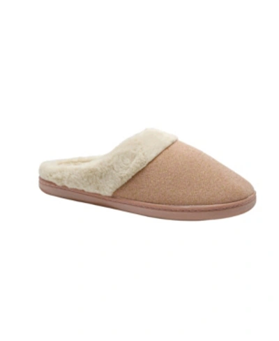 Gold Toe Women's Cozy Shimmer Knit Slip On Slippers In Blush