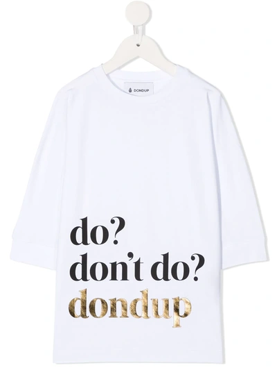 Dondup Kids' Do, Don't Crew-neck T-shirt In White