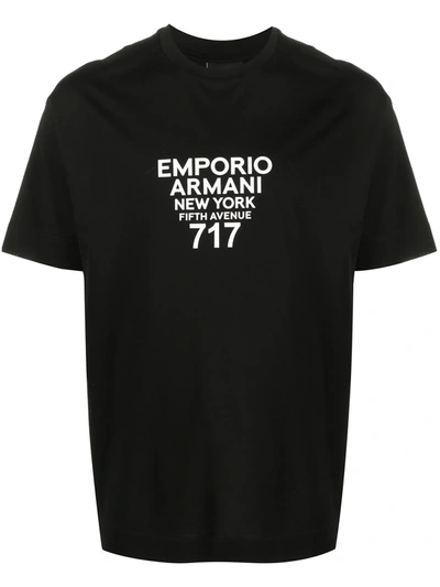 Emporio Armani Logo Print T-shirt In Black