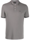 Emporio Armani Short Sleeved Logo Polo Shirt In Grey