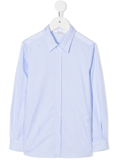 Bonpoint Kids' Plain Button Shirt In Blue