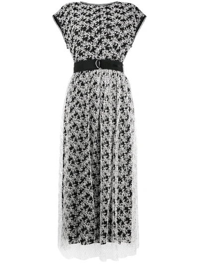 Ermanno Ermanno Textured Belted Dress In Black