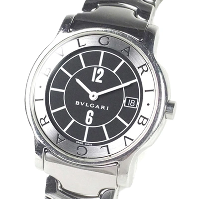 Pre-owned Bvlgari Solotempo Women's Wristwatch 35 Mm In Black