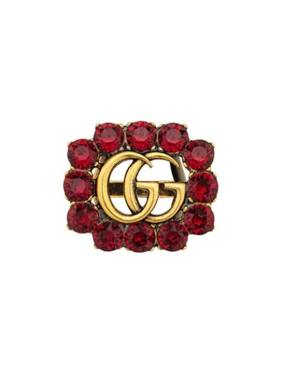 Gucci Marmont Gold-toned And Crystal Ring In Not Applicable