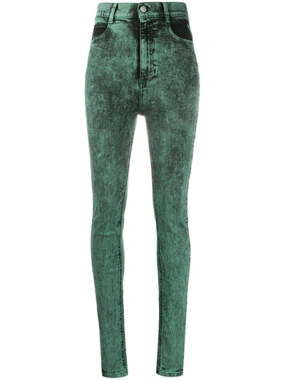 Red Valentino Marble Effect Denim Skinny Jeans In Green