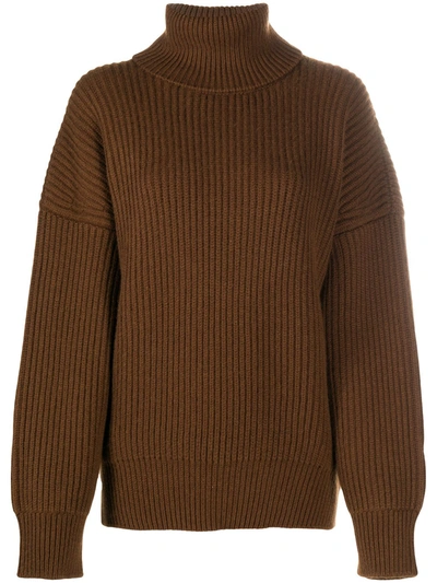 Dolce & Gabbana Brown Turtleneck With Ribbed Texture