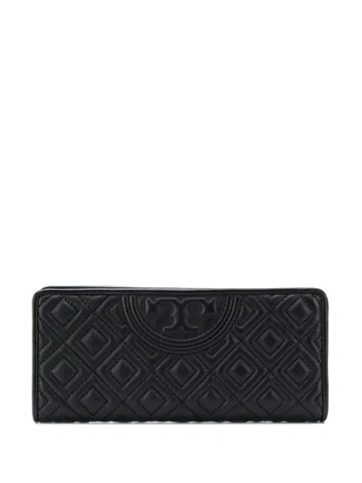 Tory Burch Slim Fleming Lambskin Leather Wallet In Black