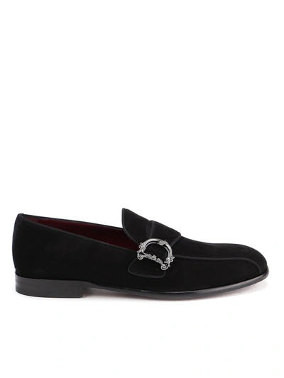Dolce & Gabbana Milano Nubuck Slippers In Black