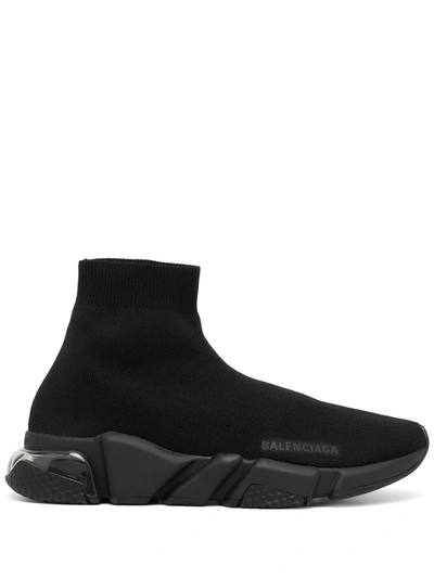 Balenciaga Speed Stretch-knit High-top Sneakers In Black/black