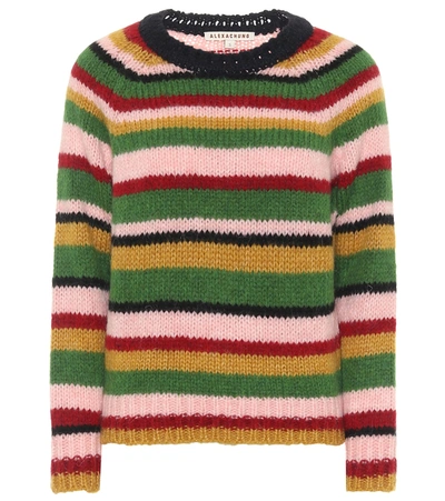Alexa Chung Striped Knitted Sweater In Green