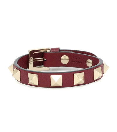 Valentino Garavani Rockstud Leather Bracelet In Red