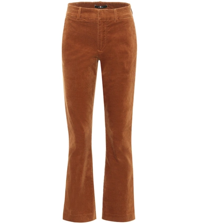 7 For All Mankind Mid-rise Velvet Bootcut Jeans In Brown