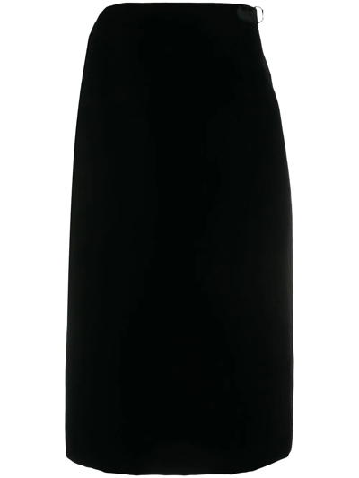 Saint Laurent High-rise Velvet Pencil Skirt In Noir