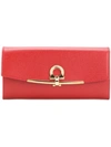 Ferragamo Gancio Calfskin Leather Wallet On A Chain In Lipstick