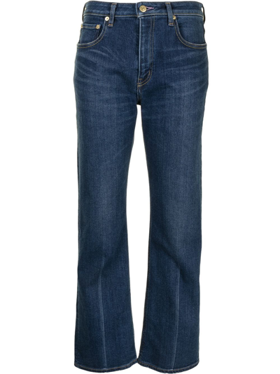 Tu Es Mon Tresor + Net Sustain The Lapis Lazuli Organic High-rise Straight-leg Jeans In Dark Wash